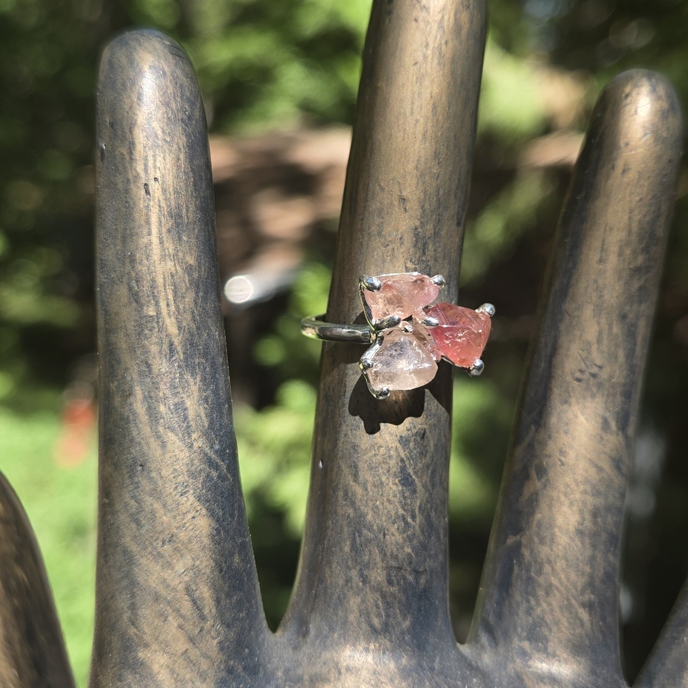 Rasberry Strawberry & Pink Gradient Tourmaline Sterling Ring Sz6.5 - Picture 4 of 7
